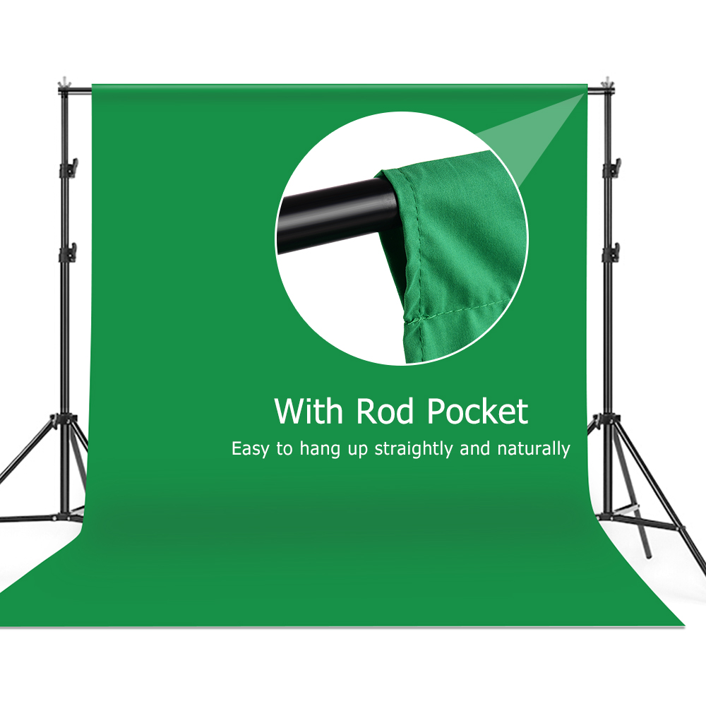 Andoer 2 * /6.6 * 10ft Studio Photography Green Screen Backdrop Background Washable Polyester-Cotton Fabric with 2 * /6.6 * 10ft Backdrop Support Stand Bracket + 3pcs Backdrop Clamps - image 5 of 7