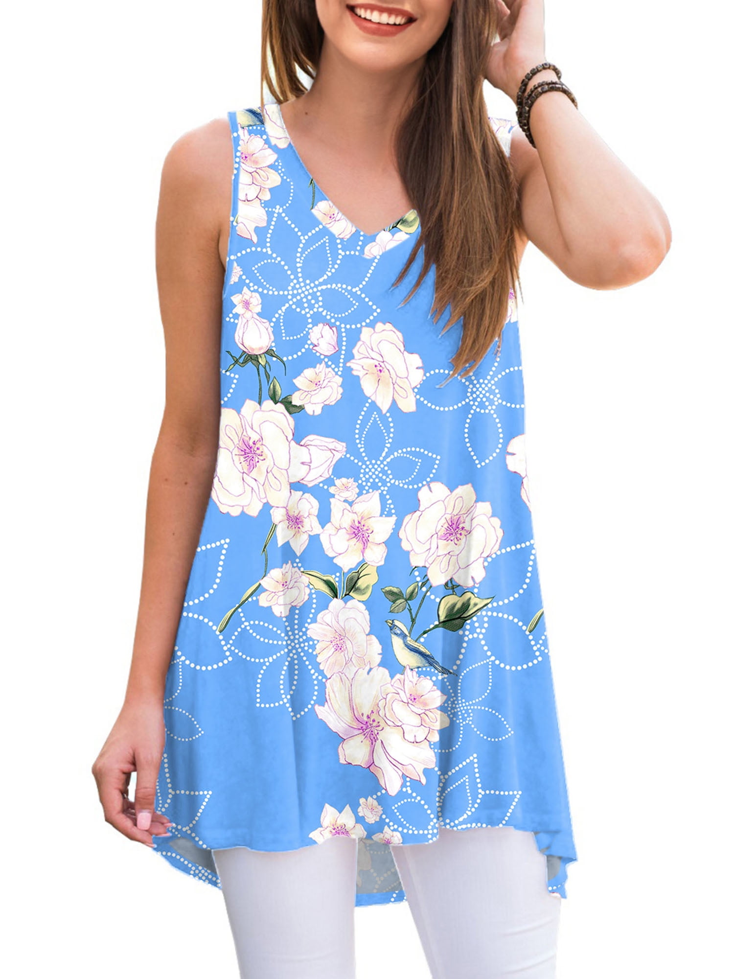 Anygrew Womens Summer Casual T-Shirt V-Neck Sleeveless Tunic Tops for ...