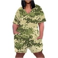 thumbnail image 2 of DDAPJ pyju Plus Size Rompers for Women Summer Casual Short Sleeve V Neck Jumpsuits Novelty Printed Baggy Overall Shorts with Pockets 2025 Trendy Clothes Lightning Sales of Today Green XXL, 2 of 5