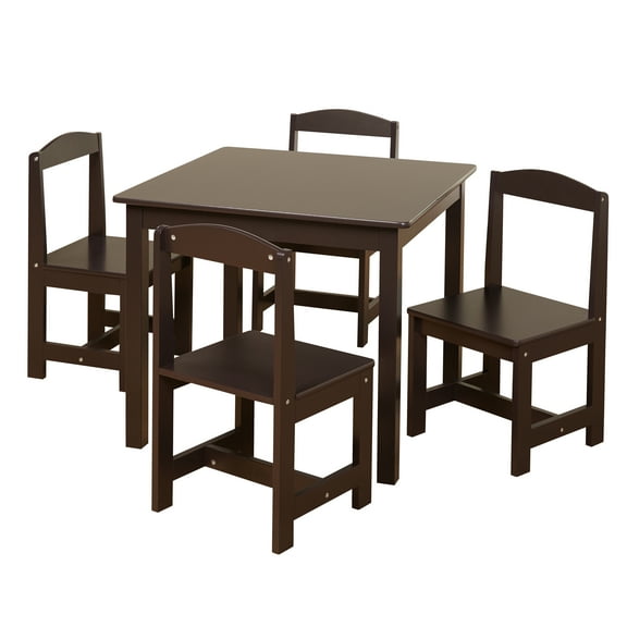 TMS Hayden 5-Piece Kids Table and Chair Set, Espresso Finish, Activity Table