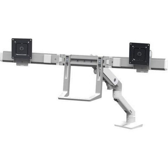 Ergotron 45-476-216 HX Desk Dual Monitor Arm - Mounting kit (handle, articulating arm, desk clamp mount, grommet mount, 2 pivots, mounting hardware, hinge, extension part) for 2 monitors - white