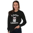 thumbnail image 4 of Llater Losers Nerdy Geeky Cute Llama Plus Size Long Sleeve Graphic Tee Shirt Brisco Brands 2X, 4 of 5