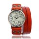 thumbnail image 1 of Reloj vintage de brazalete de cuero de vaca para hombres y mujeres - Reloj de pulsera analógico redondo de cuarzo, caráter de 3,9 cm, correa de 35 cm, reloj de vestir de moda, 1 of 2