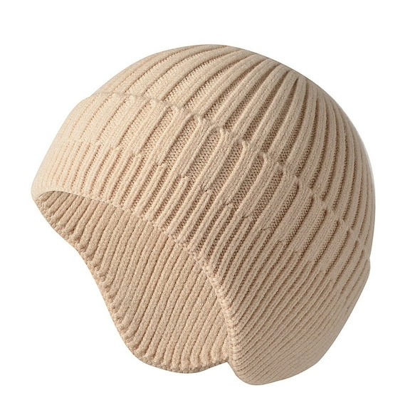 Viworld Winter Beanies Hat Knitted Ear-flap Cap Warm Knit Skull Cap Beanie for Outdoor Sports Unisex Women Men (Beige)