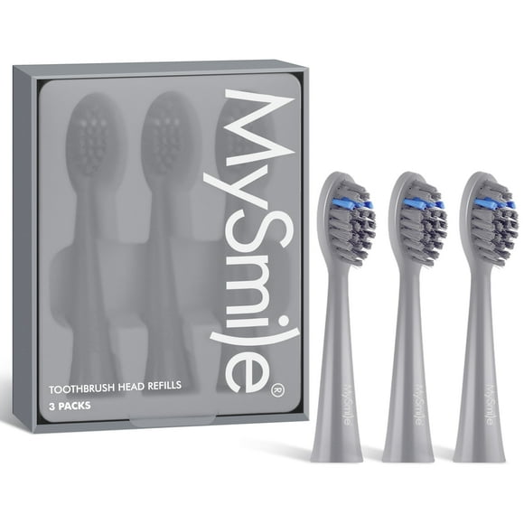 MySmile Cabezales de Repuesto para Cepillo de Dientes Eléctrico Sónico DY156 para Adultos, 3 Cabezales Seguros para el Esmalte, Color Gris