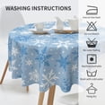 thumbnail image 4 of Light Blue Winter Round Tablecloth 60 Inch Blue White Snowflake Christmas Holiday Theme Decorative Table Cloth Seasonal Rustic Farmhouse for Indoor Party Kitchen Dinner Picnic Decor, 4 of 8
