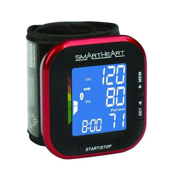 SmartHeart Blood Pressure Monitor | Adult Wrist Cuff | Advanced Inflation | 2-Person Memory