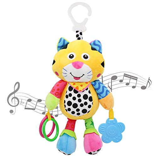 Infant Soft Plush Rattle MARUMINE Baby Car Seat Toys with 24 Music and Teether 9 12 Months Newborn Boys Girls Gifts Tiger 3 6 Early Development Hanging Stroller Toys for 0 