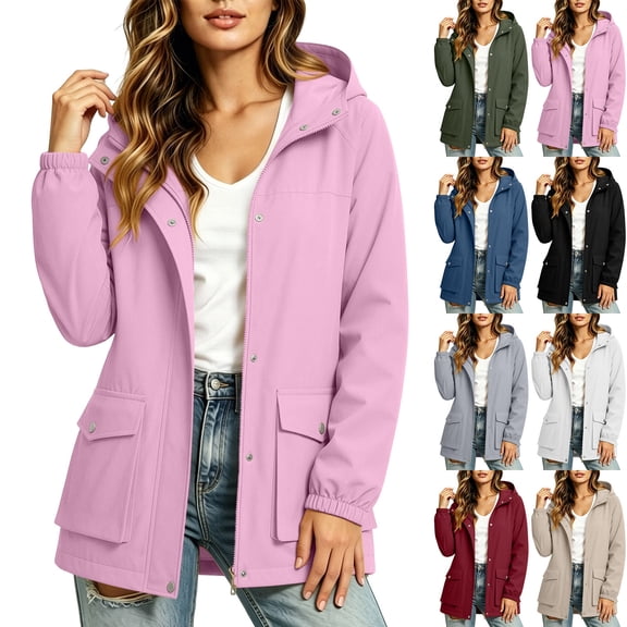 Jacket for Women Solid Color Loose Long-Sleeved Tops Casual Softshell Jacket with Button Pockets Jacket Women