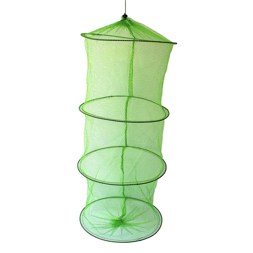 Folding Round Metal Frame Nylon Mesh Bait Trap Cast Fish Net Fishing ...