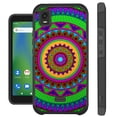 thumbnail image 1 of Compatible with Cricket Debut Smart Hybrid Fusion Guard Phone Case Cover (Green Orange Mandala), 1 of 1