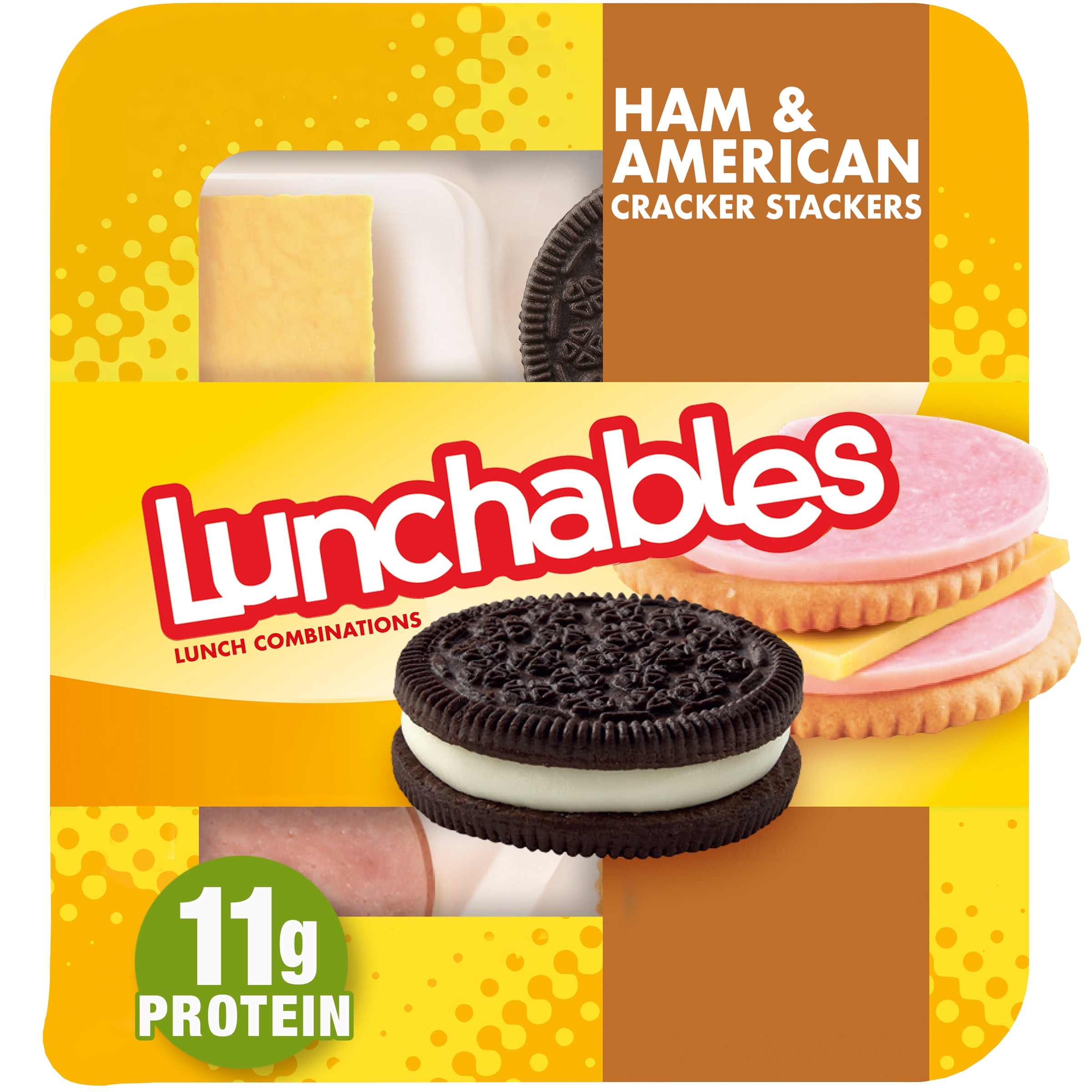 Lunchables Ham & American Cracker Stackers with Chocolate Creme Cookies, 3.4 oz Tray