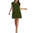 thumbnail image 4 of gljltg Pregnant Short Dress for Women Round Neck Casual Outdoor Summer Stylish Solid Color Flare Short Ruffle Sleeve Shirt Dress Maternity Loose Dress, 4 of 6