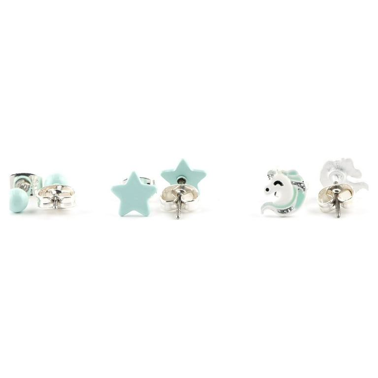 全新 Claire set tops AM1335 Claire's Silver 90s Motifs Daisy Stud Earrings Set, 12 Pack