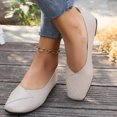 thumbnail image 6 of Jacenvly 2024 New Rectangular Toe Shallow Mouthed Flat Shoes Leggings Beans Shoes Single Leather Shoes Work Shoes Beige Sandals for Women, 6 of 6