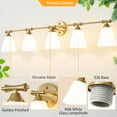 thumbnail image 6 of Deyidn Gold 5-Light Modern Bathroom Vanity Light - 43.54-Inch Dimmable Bathroom Light Fixture with Milky White Glass Shades for Mirror Lighting, 6 of 10
