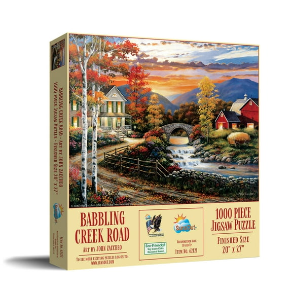 SUNSOUT INC - Babbling Creek Road - 1000 pc Jigsaw Puzzle by Artist: John Zaccheo - Finished Size 20" x 27" - MPN# 62121