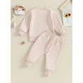 thumbnail image 4 of Bagilaanoe 2PCS Toddler Baby Girl Boy Pants Set Letter Print Long Sleeve Sweatshirt Pullover Tops + Drawstring Sweatpants 6M 12M 18M 24M 3T Kids Casual Sweatsuits, 4 of 9