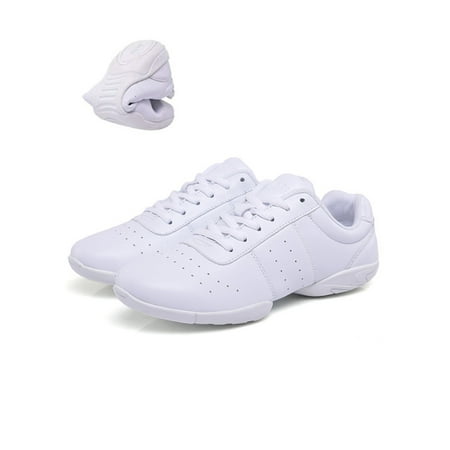 

GENILU Youth & Adult Breathable Cheerleading Shoes Lace Up Dance Sneakers Competition Lightweight Girls Cheer Shoes White 9.5