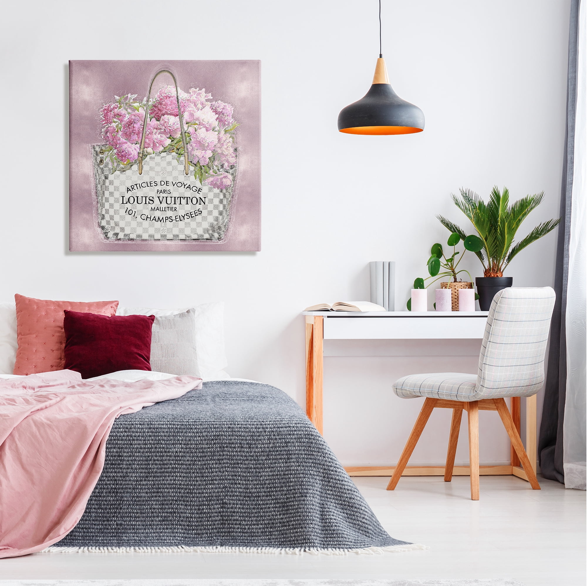 Stupell Industries Pink Glam Floral Handbag Botanical & Floral Painting Gallery Wrapped Canvas Art Print Wall Art, 30 x 30