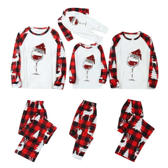 jsaierl Christmas Matching Family Pajamas for Women Men Red Plaid 2 Pieces Holiday Pjs Sets Sleepwear Outfits Loungewear Suit