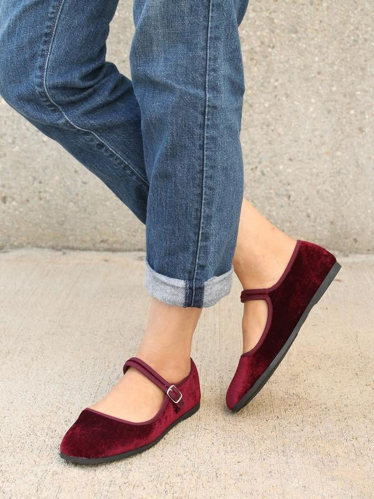 Nature Breeze Mary Jane Women's Flats in Wine
