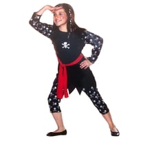 Girls Red & Black Skull Pirate Halloween Costume Small (4-6)