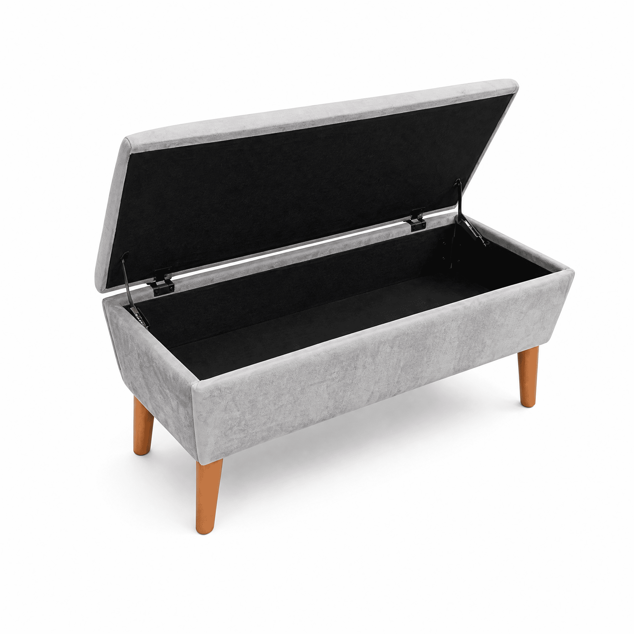 42" Rectangular Linen Upholstered Ottoman Bench, Solid Wood Tapered Legs Multi-Use Entryway Shoe Bench End of Bed Footrest Stool for Living Room Bedroom Small Spaces