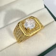 thumbnail image 2 of PAURO Women Men Stainless Steel Gemstone Ring with Cubic Zirconia Wide Eternity Statement Rings Wedding Band Gold Size 9, 2 of 4