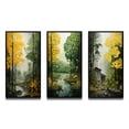 thumbnail image 2 of Designart "Orange Green Trees Canopy Collage II" Cottage Framed Wall Art Set Of 3 - Green Trees Frame Gallery Wall Set For Home Decor, 2 of 7