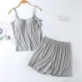 thumbnail image 2 of SwiftWear Built-in Bra Sleepwear & Loungewear, Relaxed Fit Camisole and Shorts, Breathable Home Wear Gray, 2 of 6