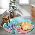 thumbnail image 2 of Round Rugs 4Ft, Summer Ocean Round Area Rug Washable Indoor Throw Carpet, Coastal Watercolor Shell Coral Soft Non Slip Circle Rug for Kitchen Nursery Room Home Decor Aesthetic, 2 of 7