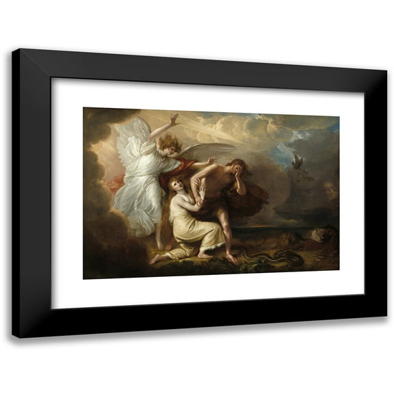 Benjamin West 14x11 Black Modern Framed Museum Art Print Titled - The Expulsion of Adam and Eve from Paradise (1791)