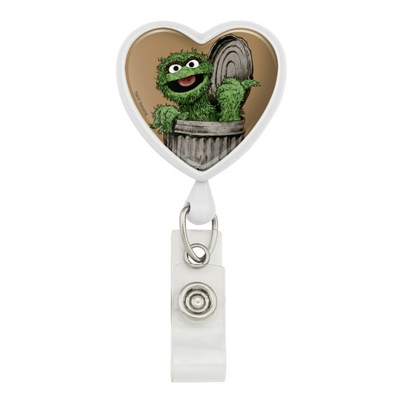 Sesame Street Vintage Oscar the Grouch Heart Lanyard Retractable Reel Badge ID Card Holder
