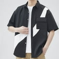 thumbnail image 2 of Summer Overshirt for Men Color Block Button Down Shirts Short Sleeve Casual Loose Fit Sun Protection Shirt Jackets, 2 of 4