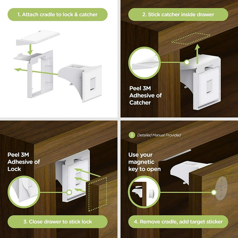 Sanmadrola Baby Proofing Magnetic Cabinet Locks (12 Locks and 2