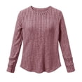 thumbnail image 4 of VISALY Ribbed Long Sleeve Sweater Shirts Lightweight Crewneck Pullover Sweater Cute Business Dressy Casual Work Tunic Tops Cozy Knit Pullover Blouses Fall Outfits Trendy Boho Clothing Light Violet L, 4 of 9