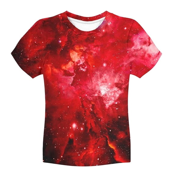 Rhuody Boys T Shirts Round Neck Tee Short Sleeve Letter Graphic Daily Shirt Classic Tops Red 1-2 Years