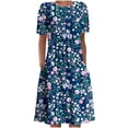 thumbnail image 2 of Robes Maxi pour Femmes 2023 Robe d'Été Bohème à Manches Courtes Imprimée Robe de Plage Longueur Genou Robe à Manches Courtes en Liquidation, 2 of 5