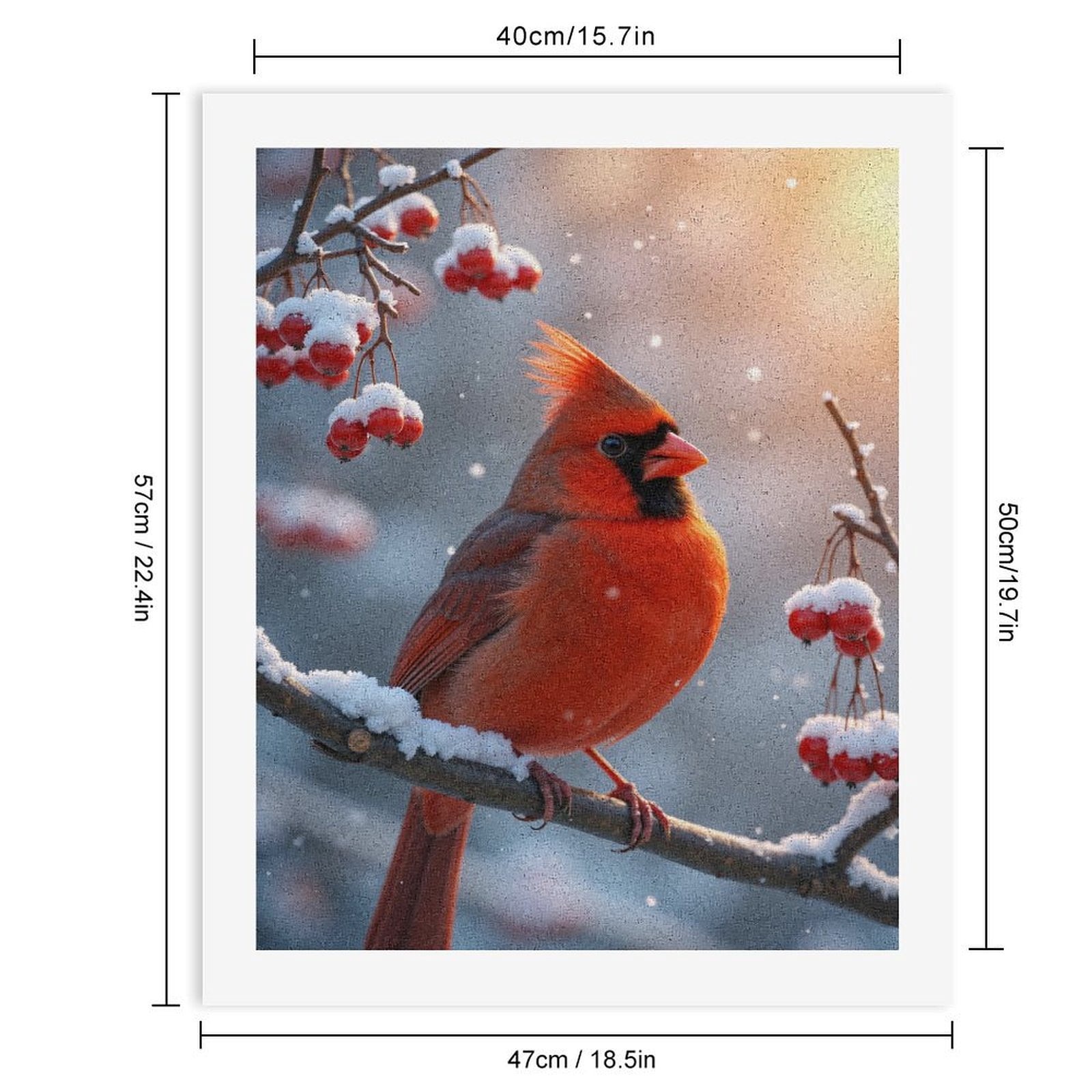 Paint by Numbers Kit for Adults, Winter Cardinal Perched Snowy Branch Paint by Numbers, Easy Paint by Numbers Kit for Adults Beginner, DIY Adult Paint by Number Kits on Canvas, Home Decor