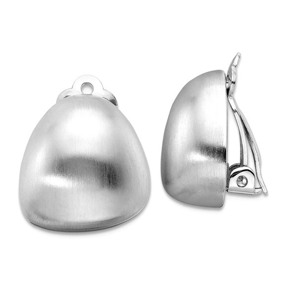 925 Sterling Silver Rhodium Plated Satin Non Pierced Earrings 16.6x15.85mm Wide Stud Earring for Women