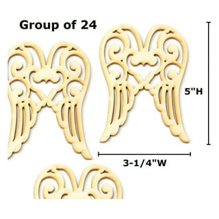 Theaque 80 Pcs Angel Wings Wooden Wings Hollow-out Wood Chips Creative DIY  Accessories for Crafts