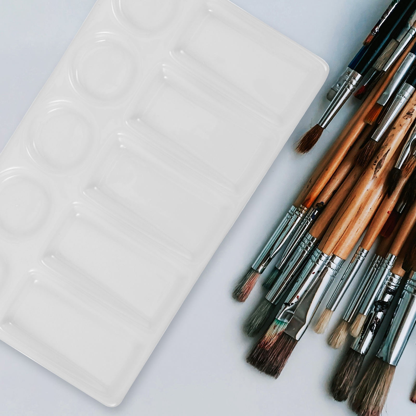 Raindrops 10-Well Professional Rectangular Painting Palette for Travel and Art Supplies