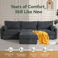 thumbnail image 4 of 109'' Modular Sectional Sofa with Storage Ottoman, L Shaped Cloud Couch with Leg, Deep Seat Comfy Cloud Sofa, 4 Seat Convertible Sectional Couches for Living Room (Gray, Low Legs 1.97"), 4 of 9
