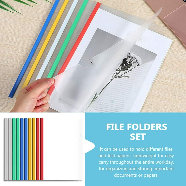 10pcs Plastic Document Folders Sliding Bar Clips File Folders for