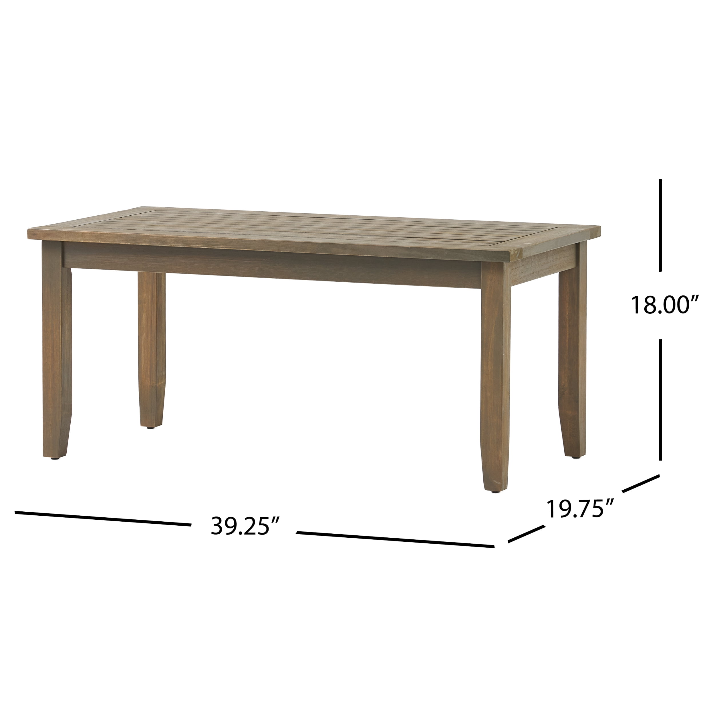 Outdoor Loveseat and Coffee Table Combined Leisure Set, Acacia Wood Frame Furniture for Patio Garden, Gray