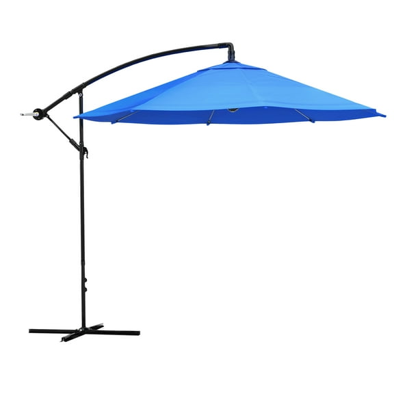 Pure Garden 10-Foot Offset Patio Umbrella with Crank and Base (Blue)