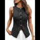 thumbnail image 3 of Chaleco Vaquero Elástico Sin Mangas para Mujer, con Botones y Cuello Redondo, Informal, Estilo Western para Verano Gris Negro L, 3 of 9