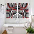 thumbnail image 3 of Grey Geometric Kitchen Curtains Short 54 Inch Length, Modern Abstract Black White Red Striped Grommet Top Bedroom Living Room Curtains, Light Filtering Cafe Curtain Drapes 2 Panels Set 84''x54'', 3 of 9
