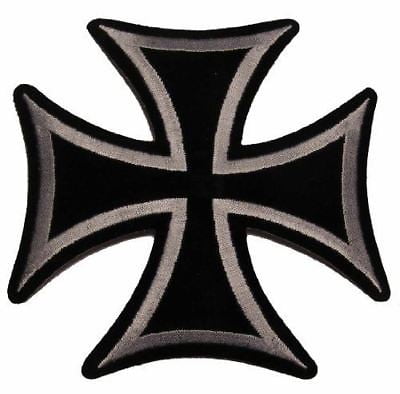IRON CROSS  DIE CUT SEW-ON IRON-ON EMBROIDERED PATCH 3" X 3" MALTESE 